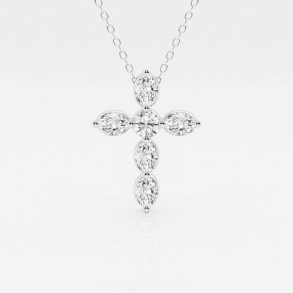 1.0 TCW Round & Oval Moissanite Diamond Cross Necklace - farrellouise
