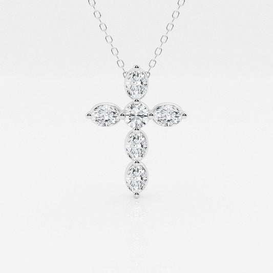 1.0 TCW Round & Oval Moissanite Diamond Cross Necklace - farrellouise