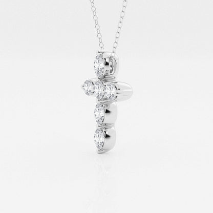 1.0 TCW Round & Oval Moissanite Diamond Cross Necklace - farrellouise