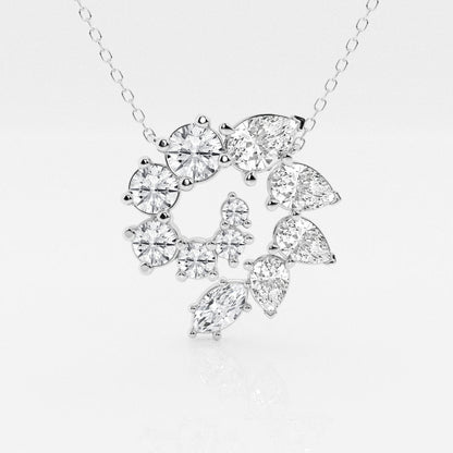 3.6 TCW Round, Marquise & Pear Moissanite Diamond Swirl Necklace - farrellouise