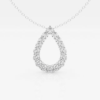 1.0 TCW Round Moissanite Diamond Pear Shape Pendant Necklace - farrellouise