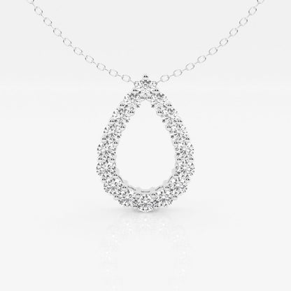 1.0 TCW Round Moissanite Diamond Pear Shape Pendant Necklace - farrellouise