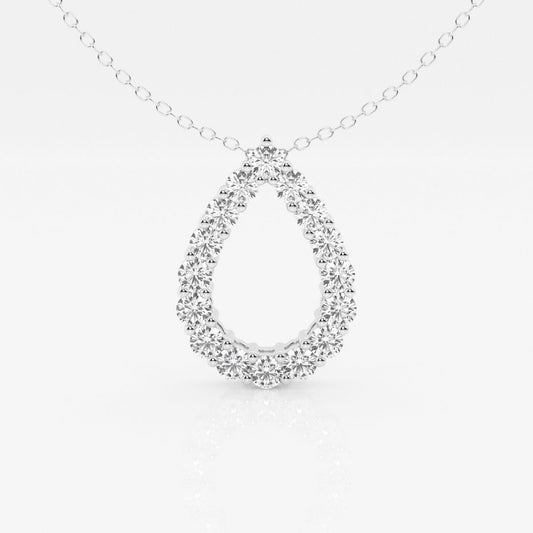 1.0 TCW Round Moissanite Diamond Pear Shape Pendant Necklace - farrellouise