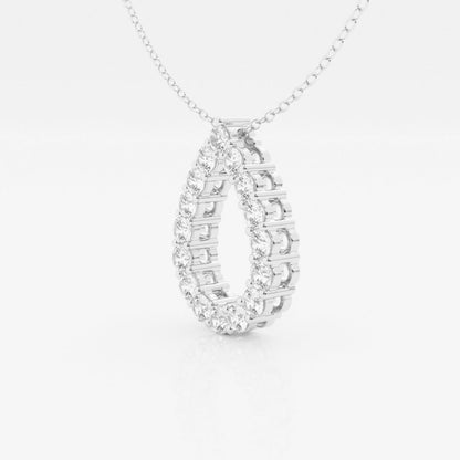 1.0 TCW Round Moissanite Diamond Pear Shape Pendant Necklace - farrellouise
