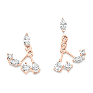 1.47 TCW Pear, Marquise & Round Moissanite Diamond Ear Jacket Earrings - farrellouise