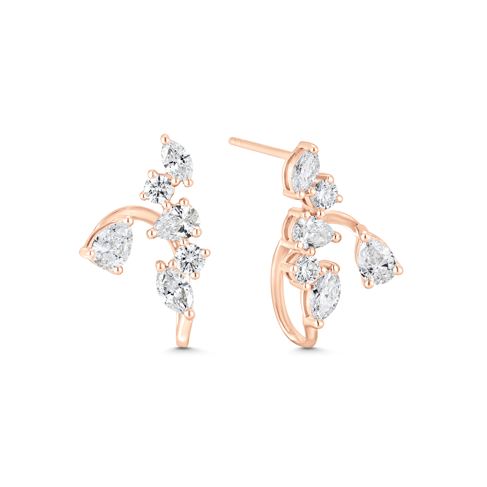 1.34 TCW Pear, Round & Marquise Moissanite Diamond Ear Jacket Earrings - farrellouise