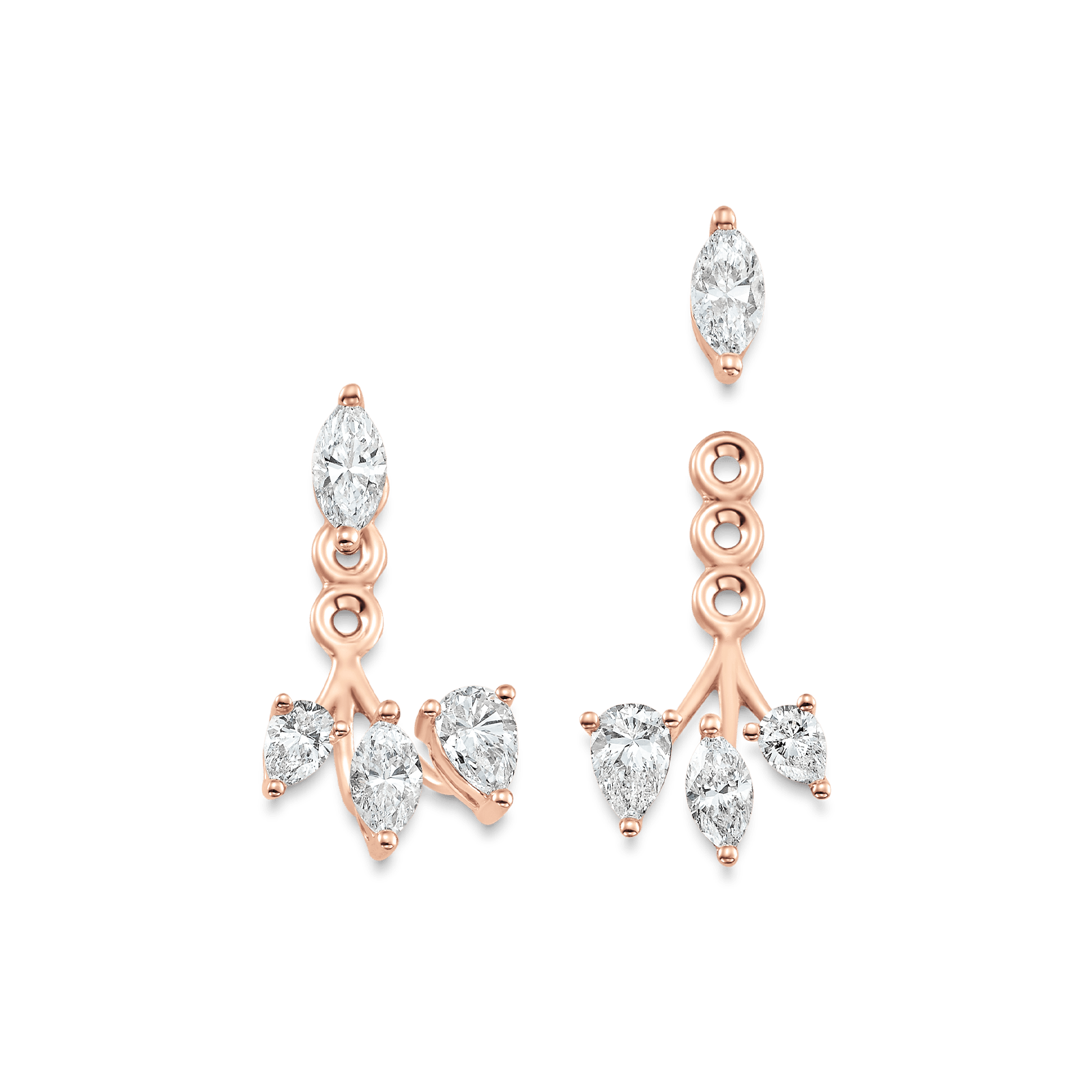 1.25 TCW Pear & Marquise Moissanite Diamond Ear Jacket Earrings - farrellouise