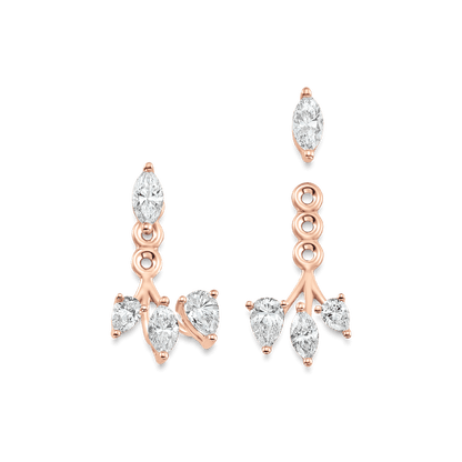 1.25 TCW Pear & Marquise Moissanite Diamond Ear Jacket Earrings - farrellouise
