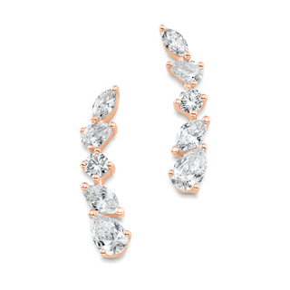 0.63 TCW Pear, Marquise & Round Moissanite Diamond Ear Crawlers Earrings - farrellouise