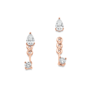 0.80 TCW Pear & Round Moissanite Diamond Ear Jacket Earrings - farrellouise