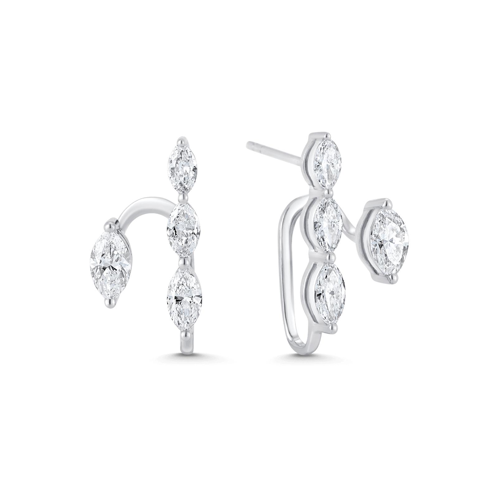 1.17 TCW Round Moissanite Diamond Ear Jacket Earrings - farrellouise