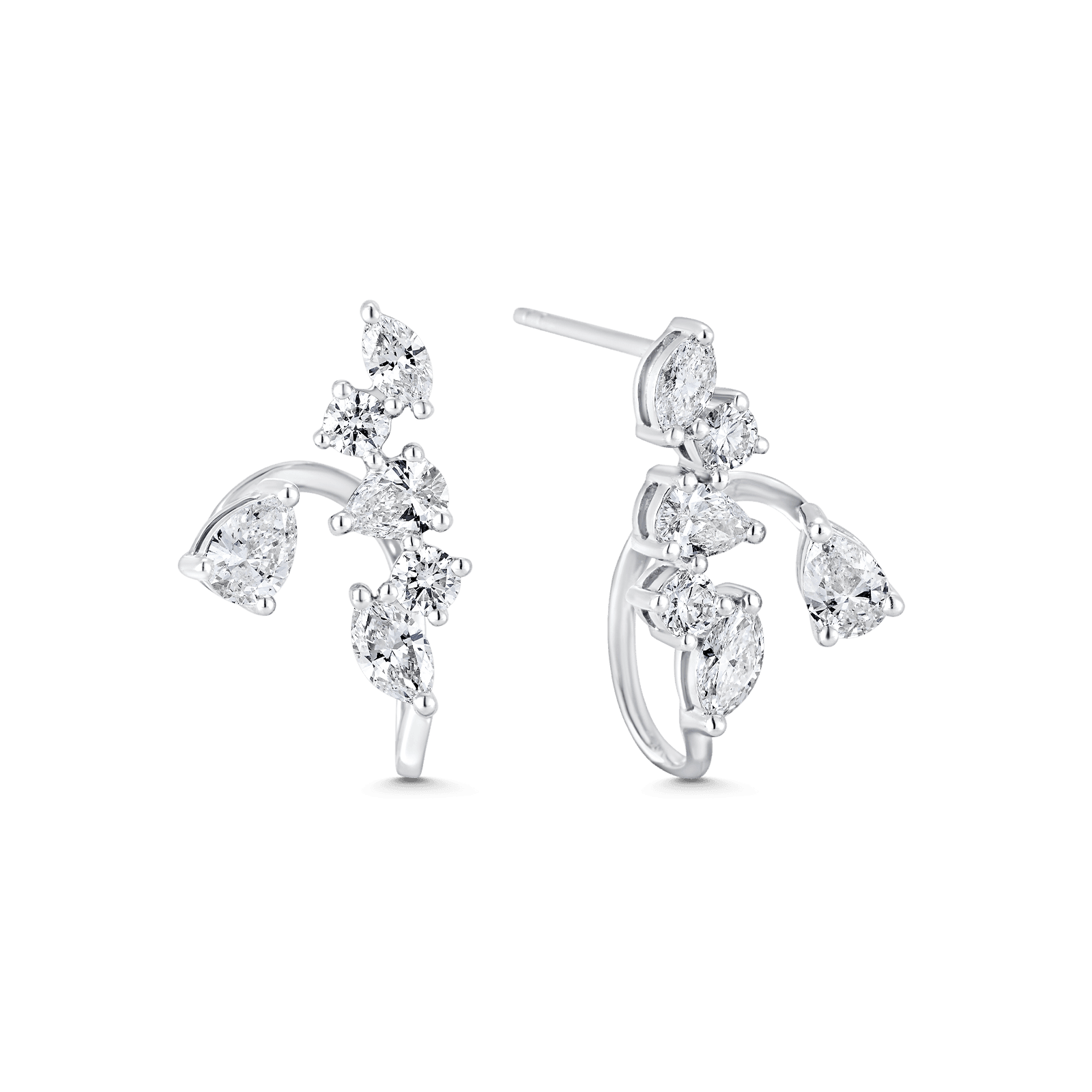 1.34 TCW Pear, Round & Marquise Moissanite Diamond Ear Jacket Earrings - farrellouise