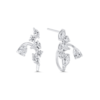 1.34 TCW Pear, Round & Marquise Moissanite Diamond Ear Jacket Earrings - farrellouise