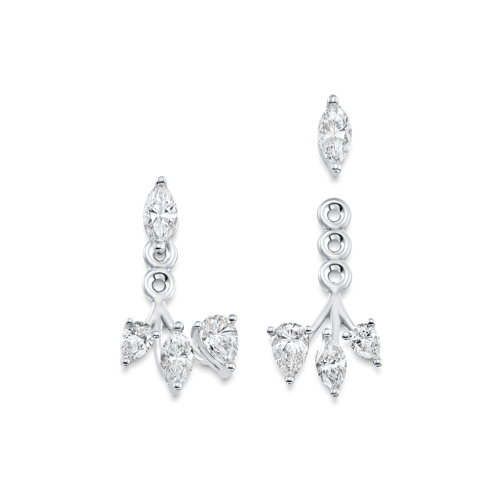 1.25 TCW Pear & Marquise Moissanite Diamond Ear Jacket Earrings - farrellouise