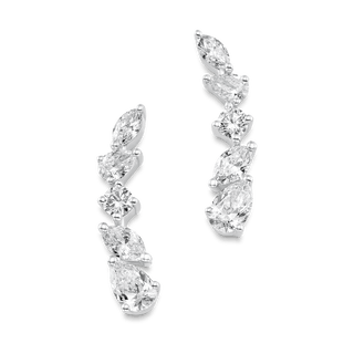 0.63 TCW Pear, Marquise & Round Moissanite Diamond Ear Crawlers Earrings - farrellouise