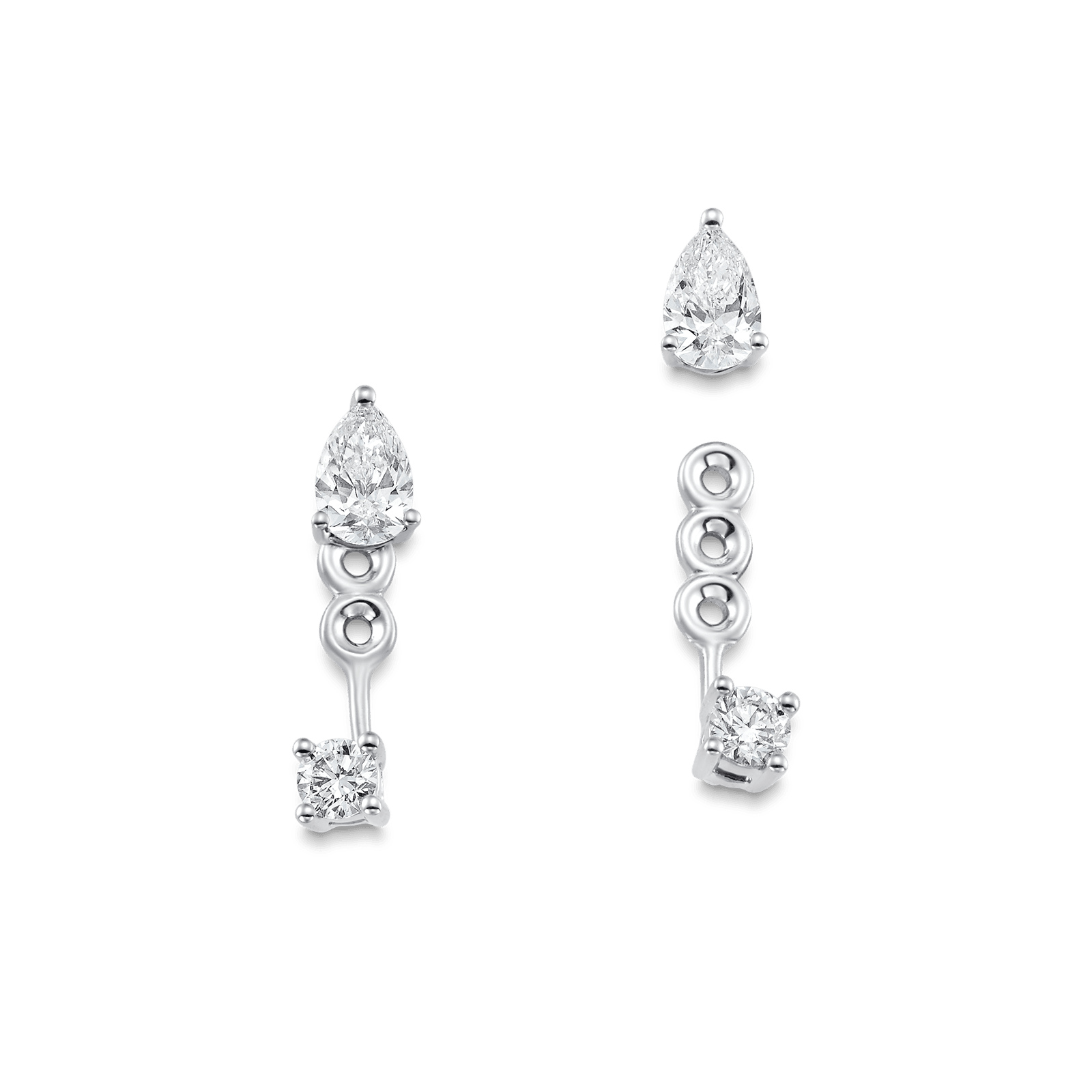 0.80 TCW Pear & Round Moissanite Diamond Ear Jacket Earrings - farrellouise
