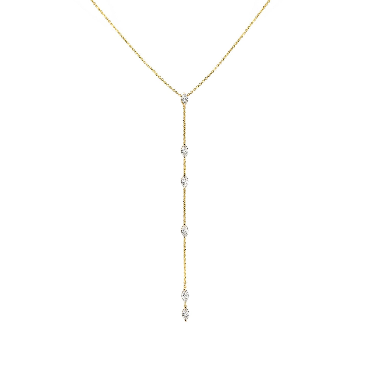 0.60 TCW Marquise Moissanite Diamond Bezel Starstruck Lariat Pendent Necklace - farrellouise