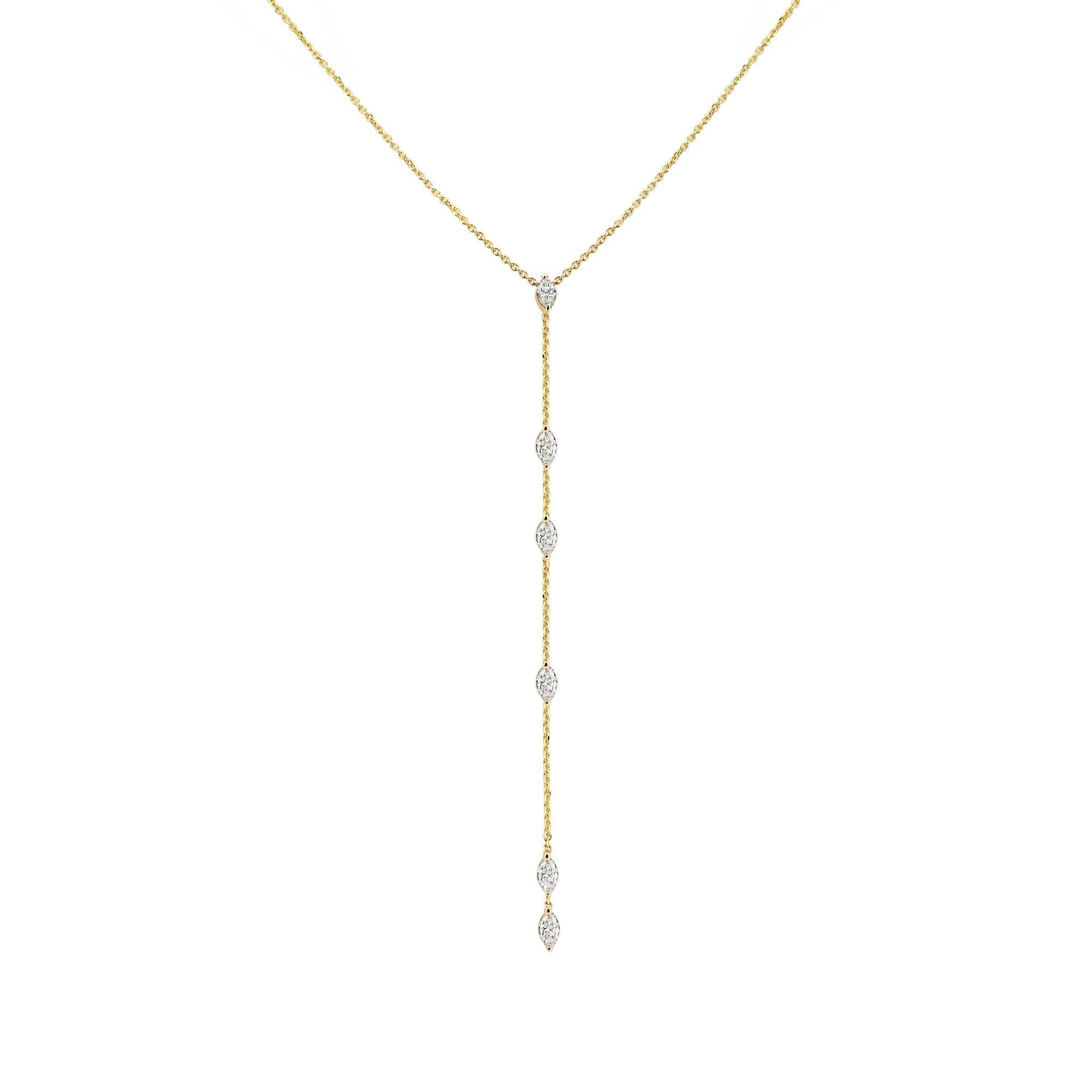 0.60 TCW Marquise Moissanite Diamond Bezel Starstruck Lariat Pendent Necklace - farrellouise