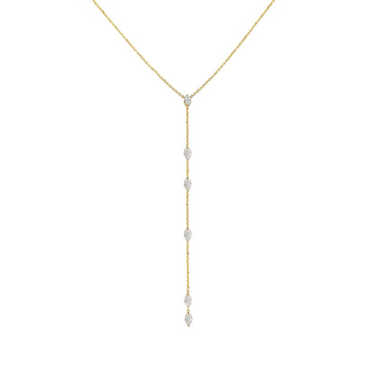 0.60 TCW Marquise Moissanite Diamond Bezel Starstruck Lariat Pendent Necklace - farrellouise