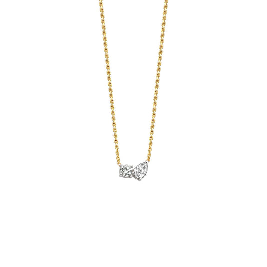 0.42 TCW Round & Pear Moissanite Diamond Two Stones Pendent Necklace - farrellouise