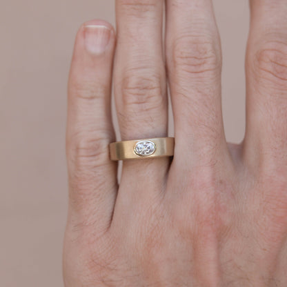 Classic Single Stone Satin-Finish Men's Band - farrellouise