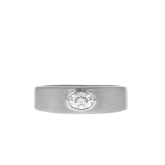 Classic Single Stone Satin-Finish Men's Band - farrellouise