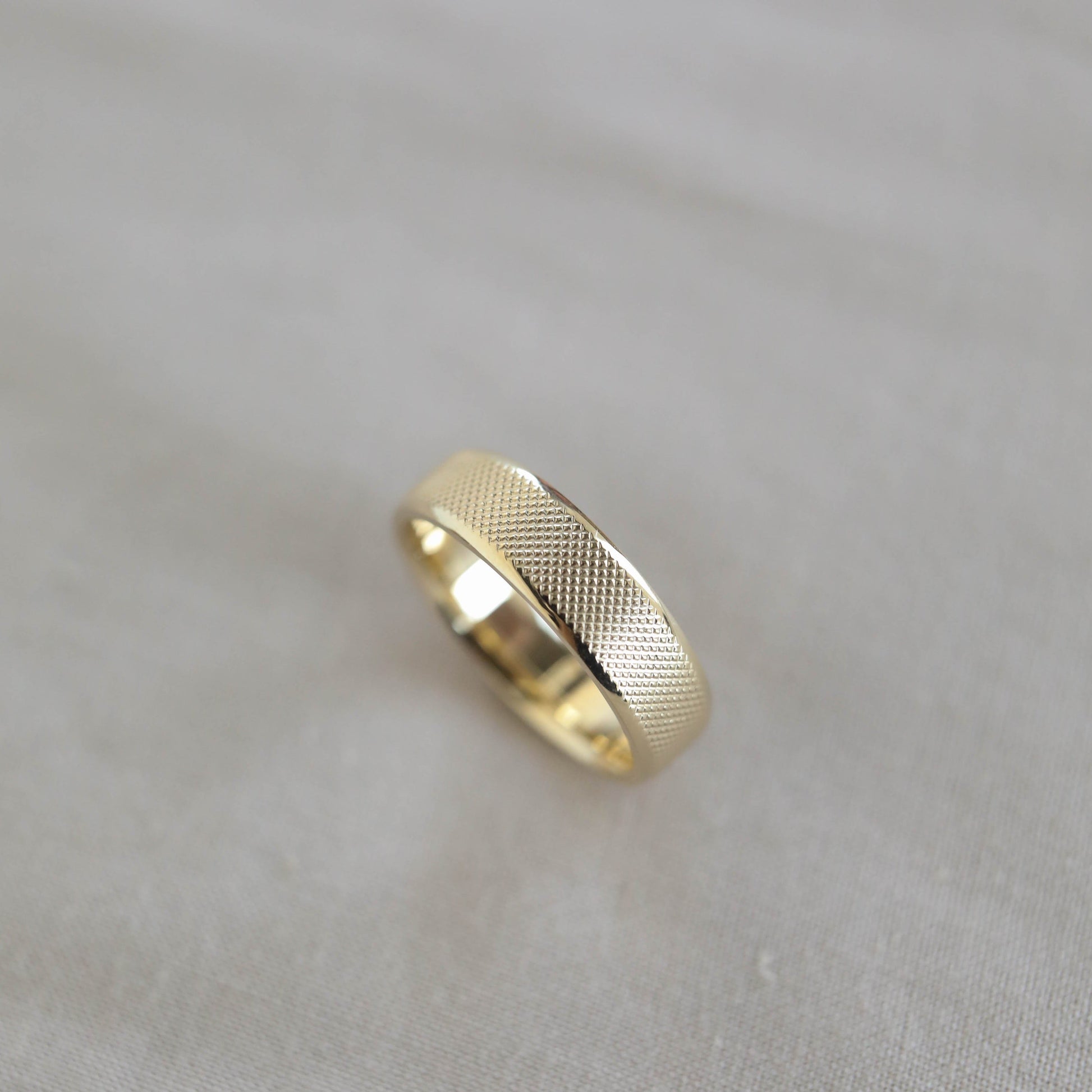 Classic Yellow Gold Textured Men's Band - farrellouise