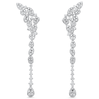 3.64 TCW Round Moissanite Diamond Cluster Drop Earrings - farrellouise