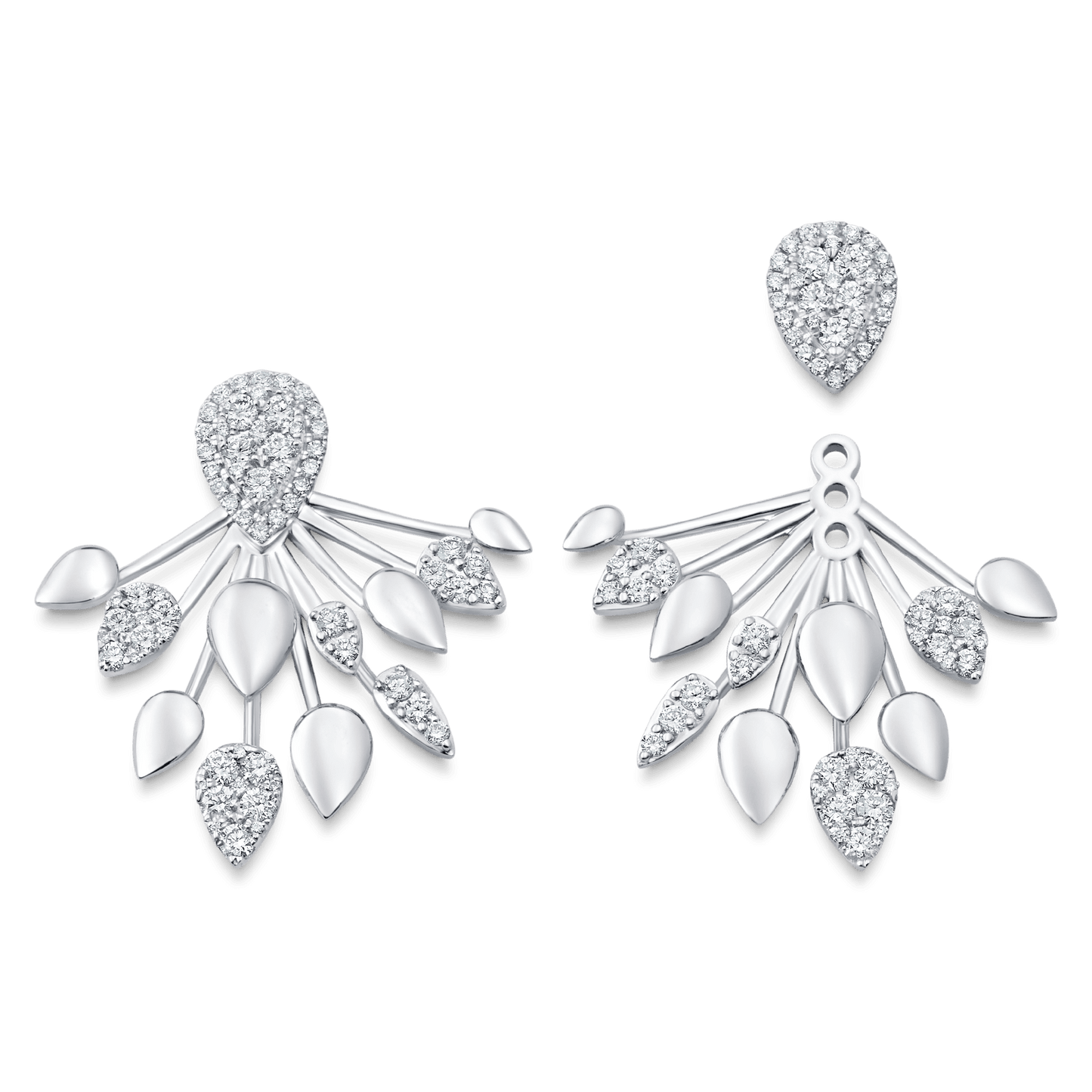 1.92 TCW Round Moissanite Diamond Ear Jacket Earrings - farrellouise