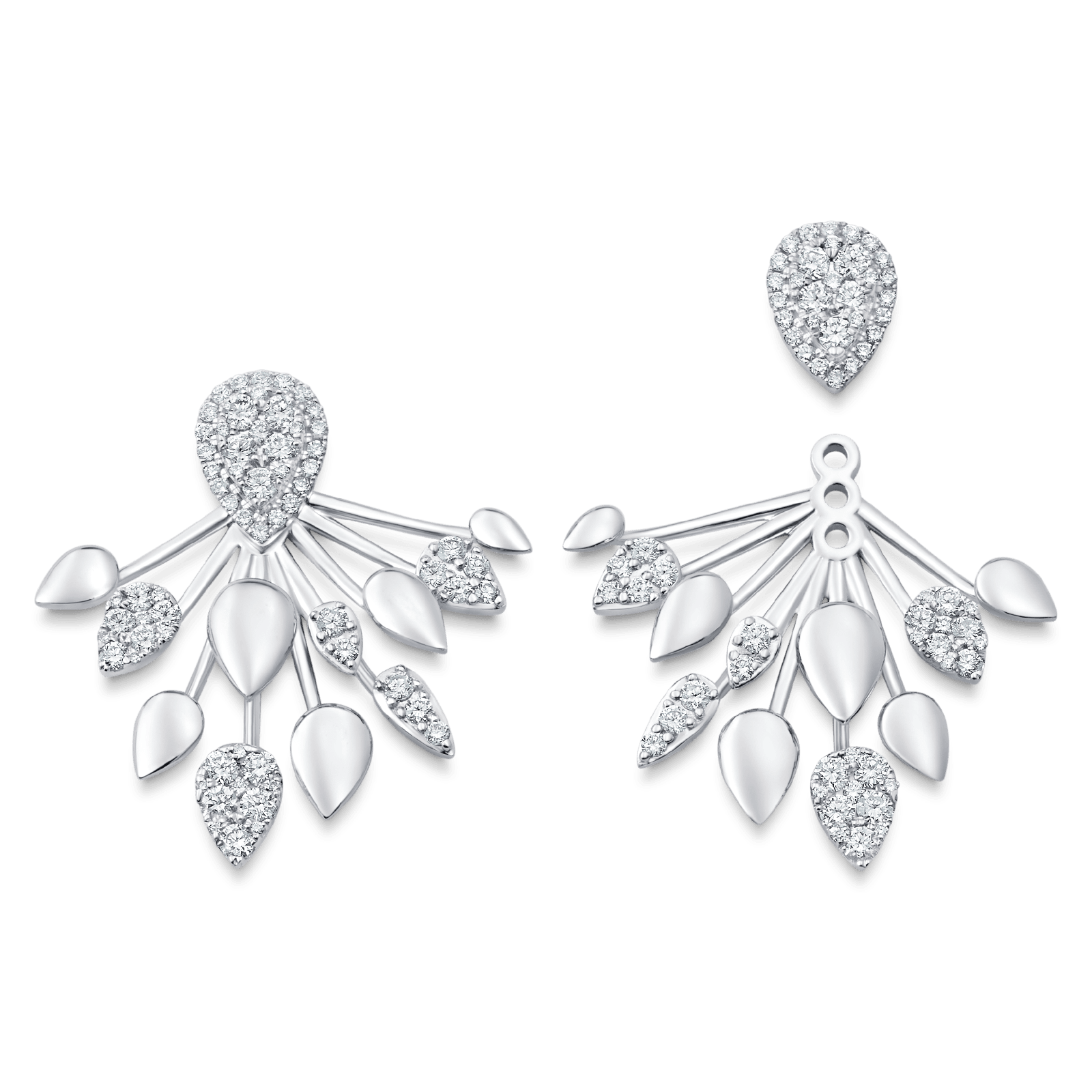 1.92 TCW Round Moissanite Diamond Ear Jacket Earrings - farrellouise