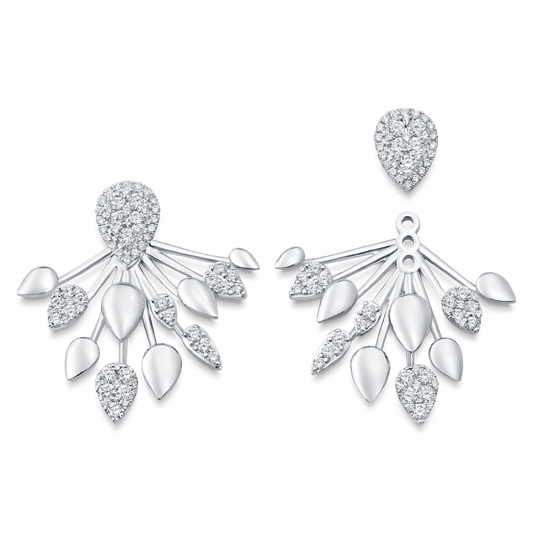 1.92 TCW Round Moissanite Diamond Ear Jacket Earrings - farrellouise