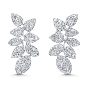 3.76 TCW Round Moissanite Diamond Cluster Earrings - farrellouise