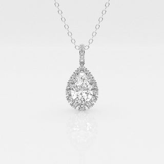 2.0 CT Pear Moissanite Diamond Halo Necklace - farrellouise