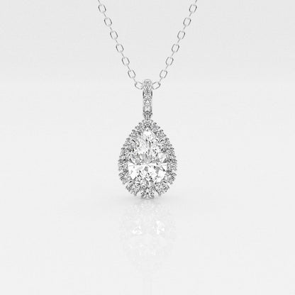 2.0 CT Pear Moissanite Diamond Halo Necklace - farrellouise