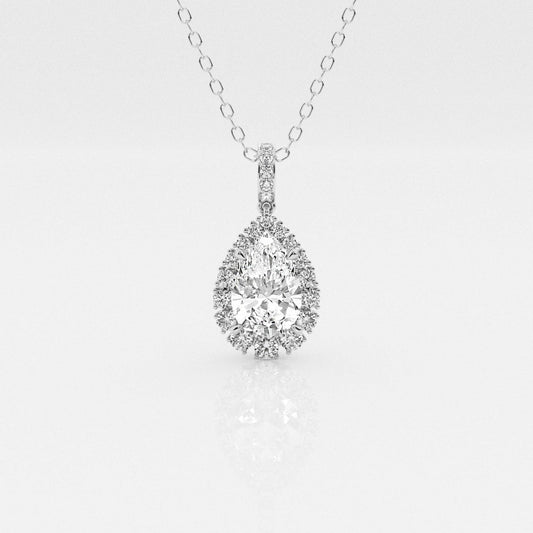 2.0 CT Pear Moissanite Diamond Halo Necklace - farrellouise