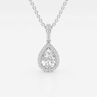 0.62 CT Pear Moissanite Diamond Halo Necklace - farrellouise