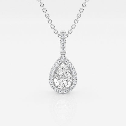 0.62 CT Pear Moissanite Diamond Halo Necklace - farrellouise