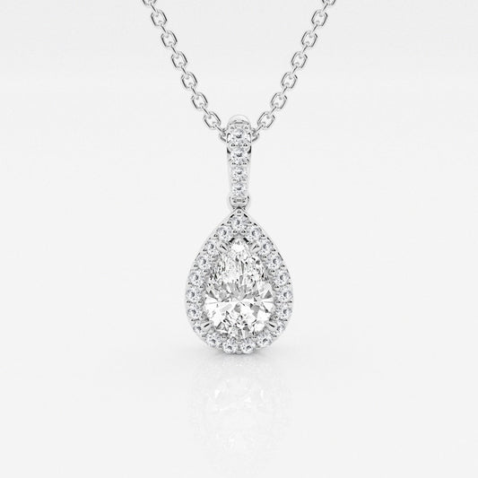 0.62 CT Pear Moissanite Diamond Halo Necklace - farrellouise