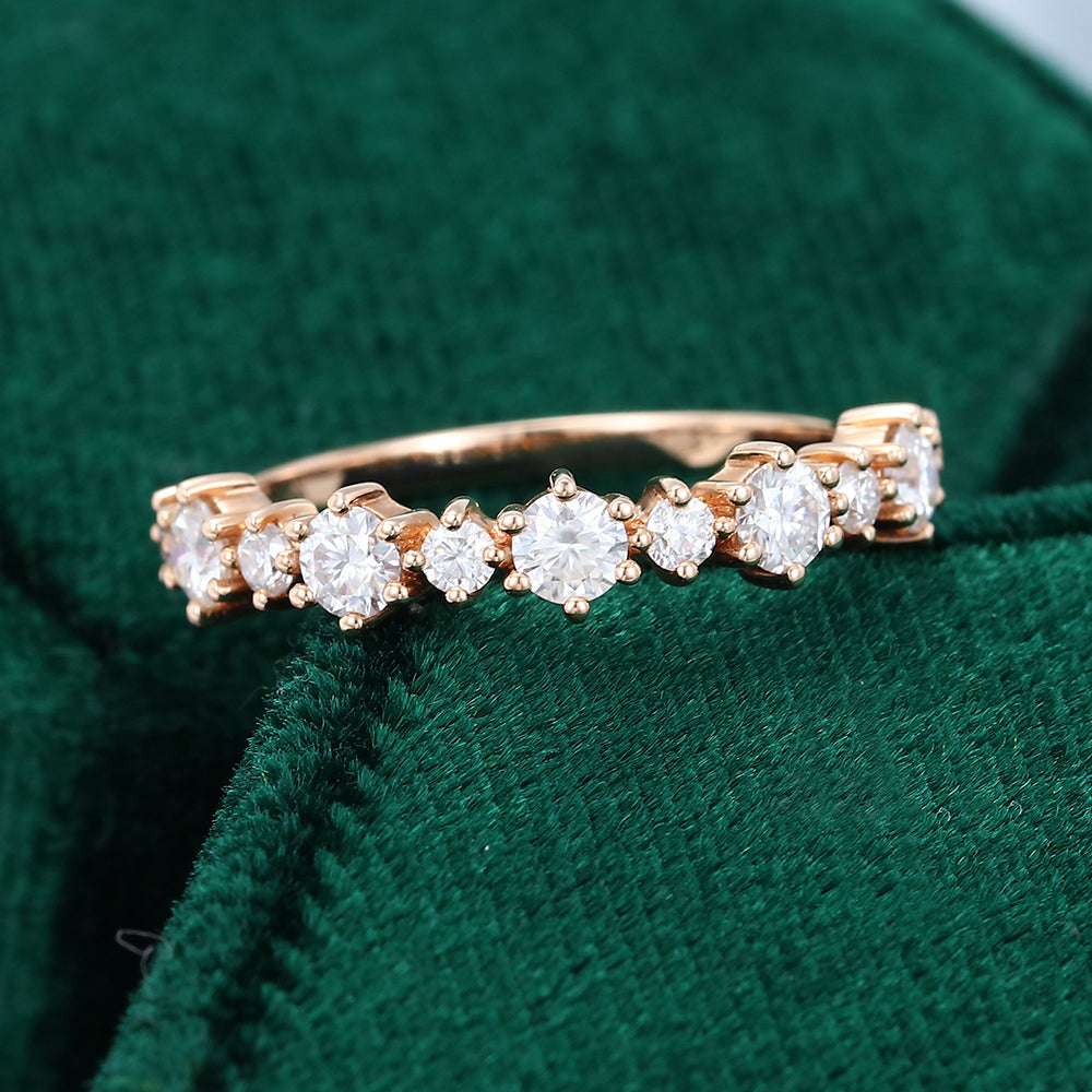 0.65 CT Round Moissanite Half Eternity Wedding Band - farrellouise