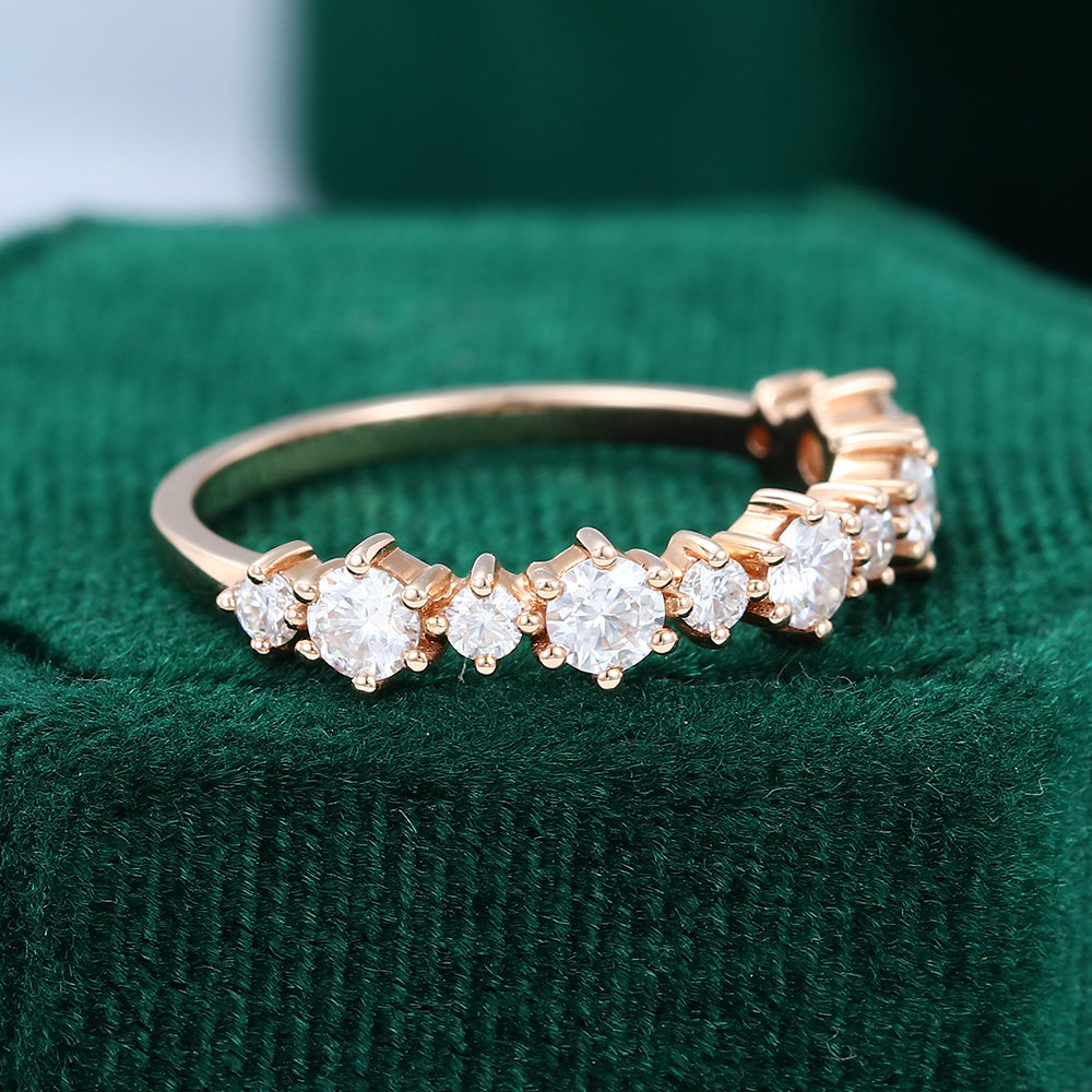 0.65 CT Round Moissanite Half Eternity Wedding Band - farrellouise