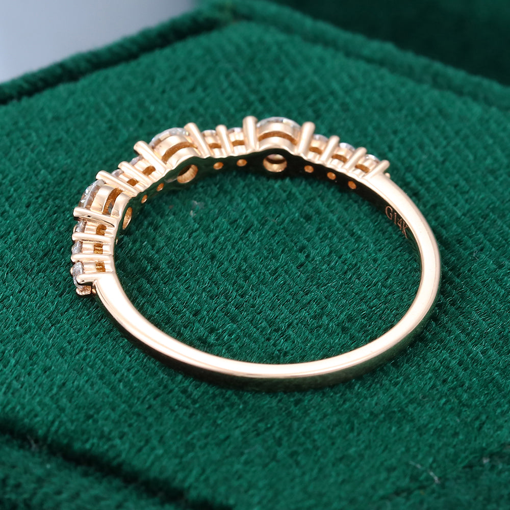 0.65 CT Round Moissanite Half Eternity Wedding Band - farrellouise