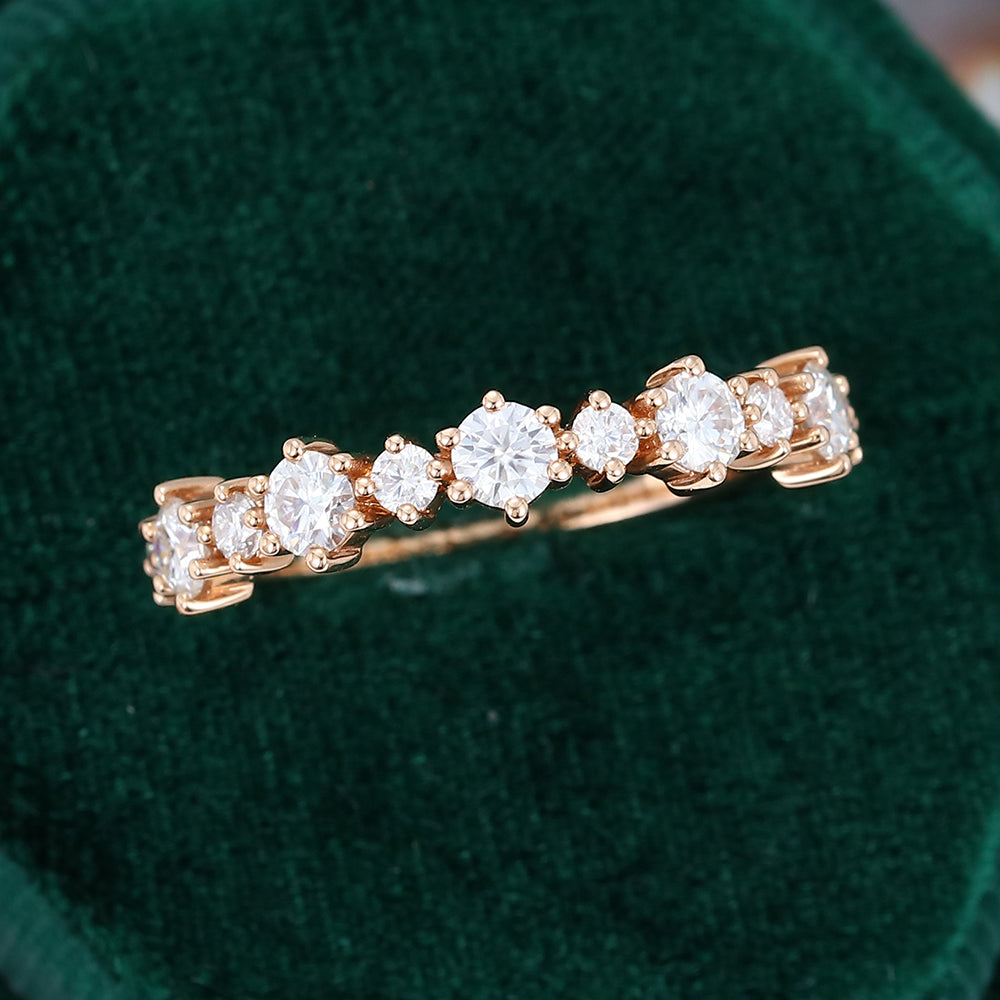 0.65 CT Round Moissanite Half Eternity Wedding Band - farrellouise