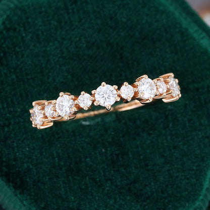 0.65 CT Round Moissanite Half Eternity Wedding Band - farrellouise