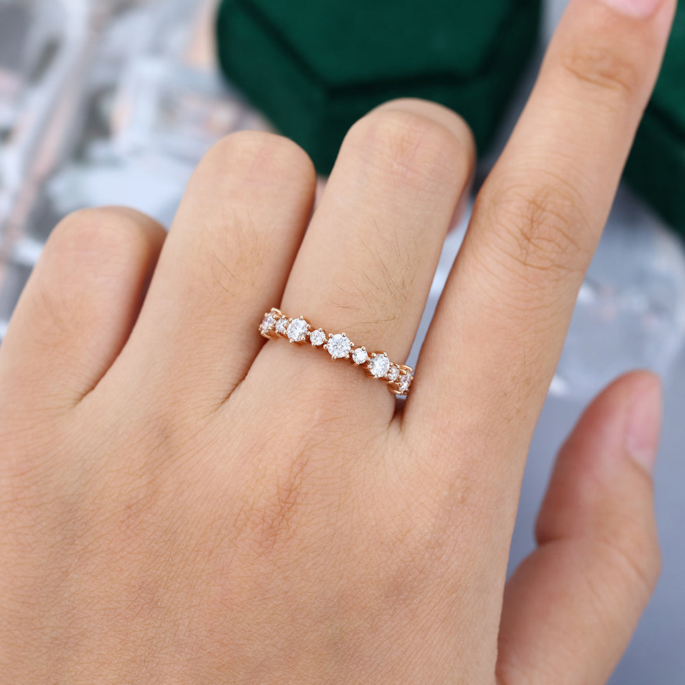 0.65 CT Round Moissanite Half Eternity Wedding Band - farrellouise