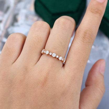 0.65 CT Round Moissanite Half Eternity Wedding Band - farrellouise