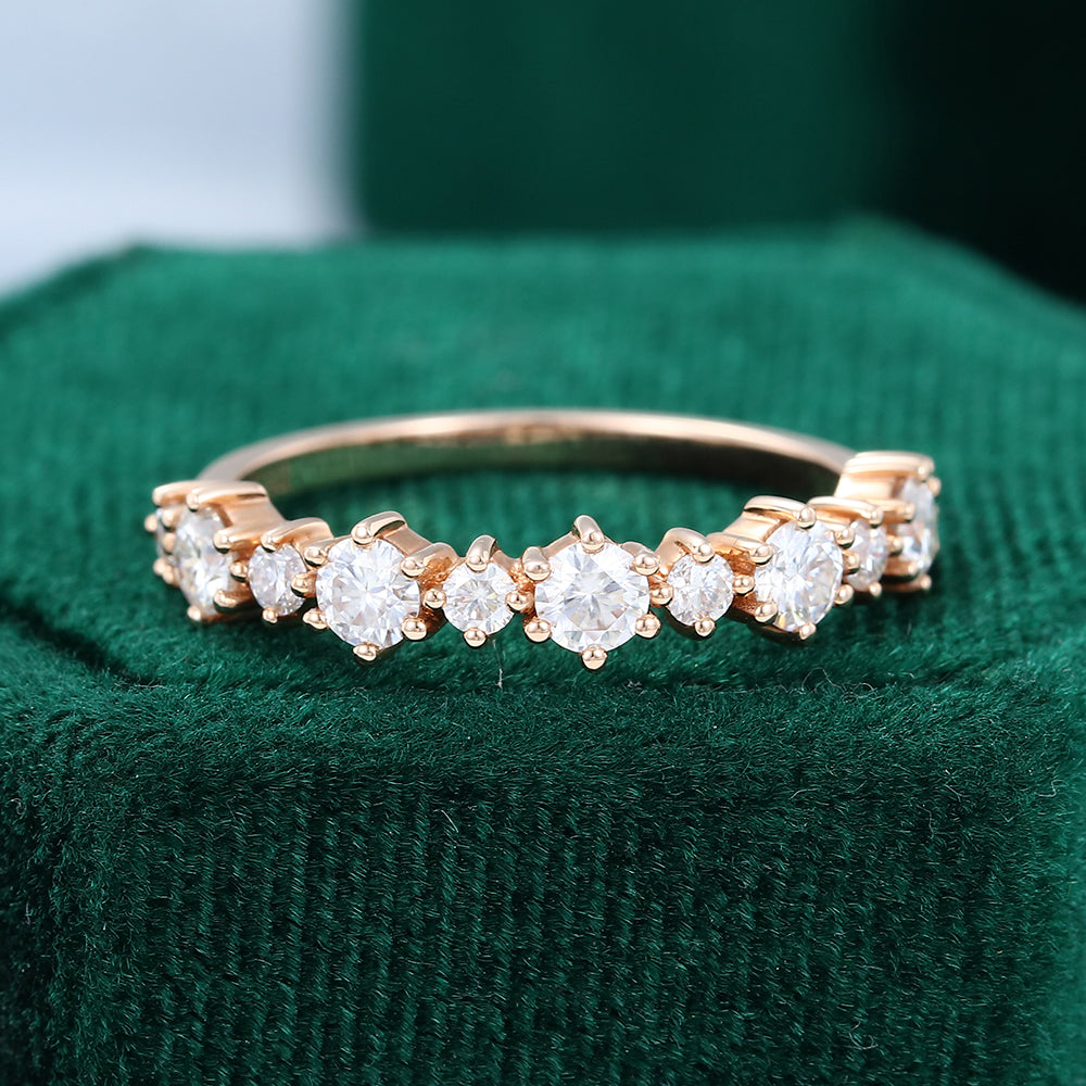 0.65 CT Round Moissanite Half Eternity Wedding Band - farrellouise