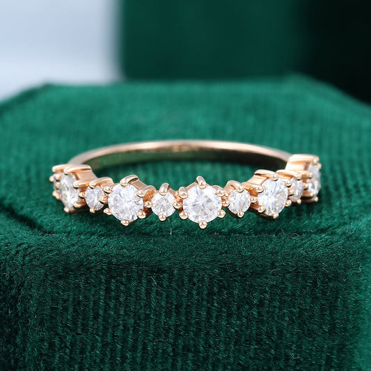 0.65 CT Round Moissanite Half Eternity Wedding Band - farrellouise
