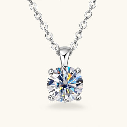 1.0 CT Round Moissanite Diamond Solitaire Necklace - farrellouise