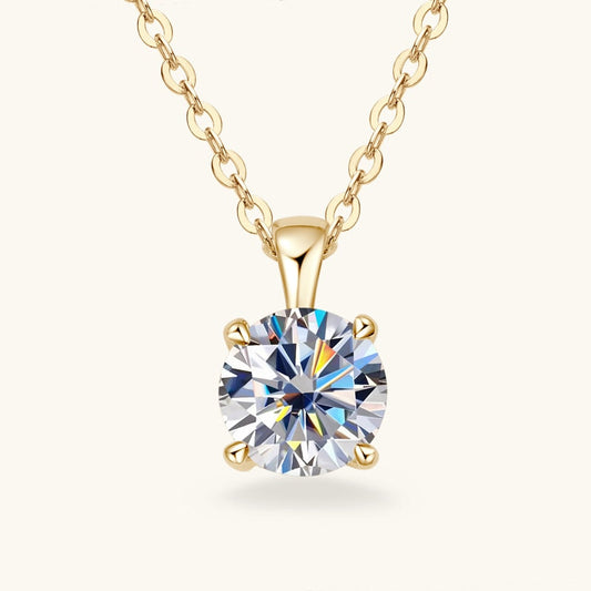 1.0 CT Round Moissanite Diamond Solitaire Necklace - farrellouise