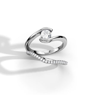 0.5 CT Round Moissanite tension Bridal Ring Set